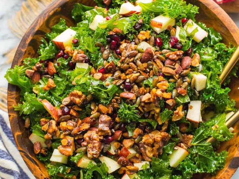 Hearty Winter Salad with Honey Roasted Roots, Kale & Pomegranate