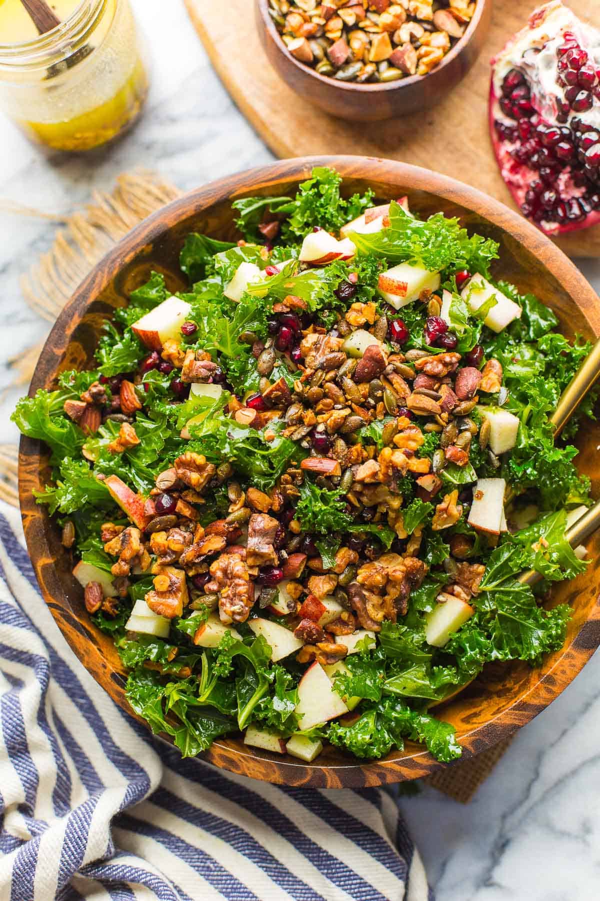 Hearty Winter Salad with Honey Roasted Roots, Kale & Pomegranate