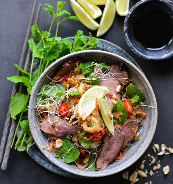 Vietnamese Style Duck Salad with Crispy Greens & Fresh Herbs – Christmas Duck in a Whole New Way
