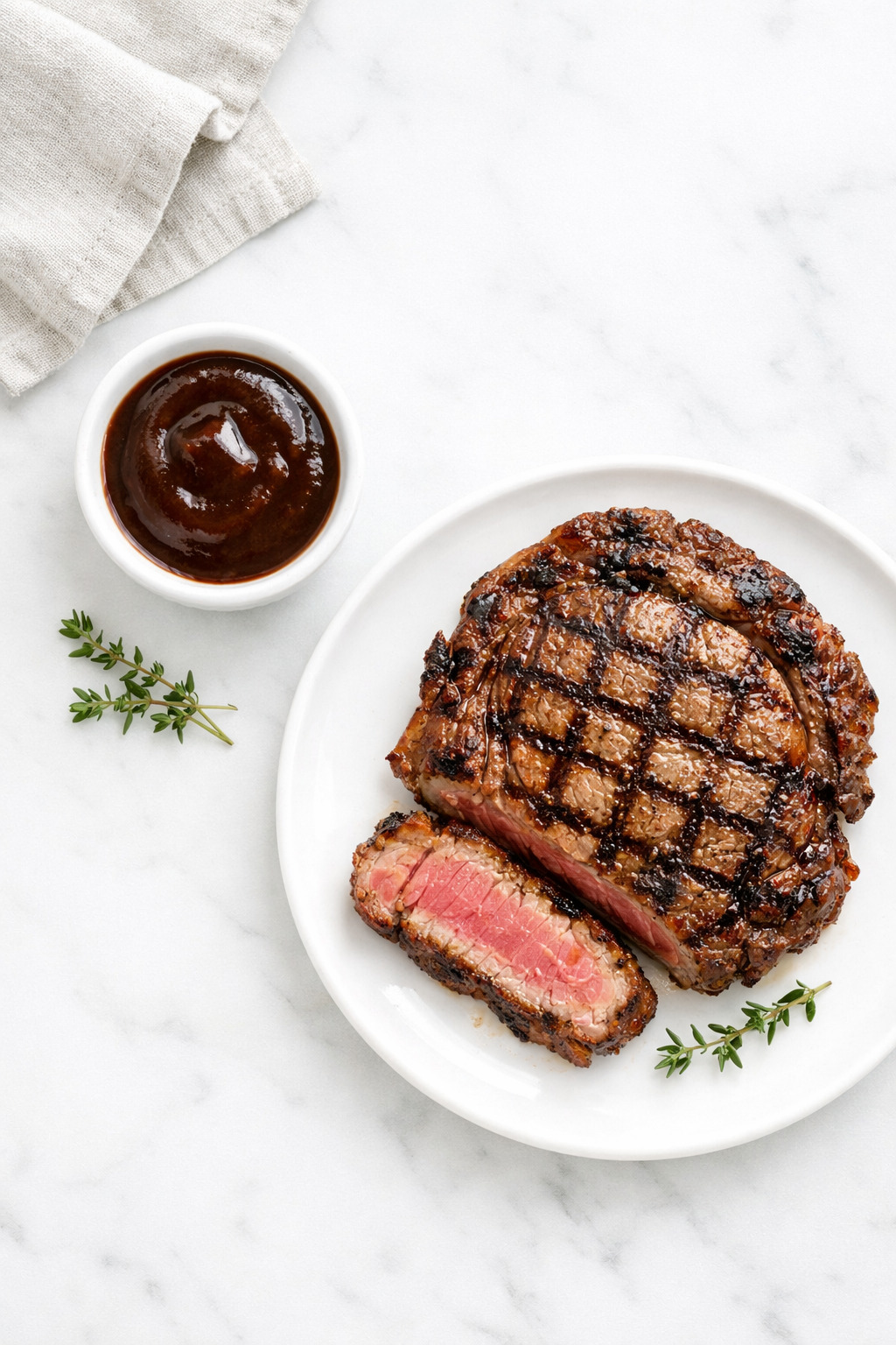 Overhead view of A1 Steak Sauce