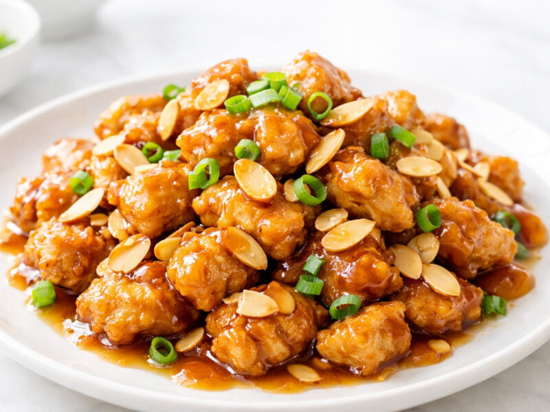 Chinese almond chicken with toasted almonds