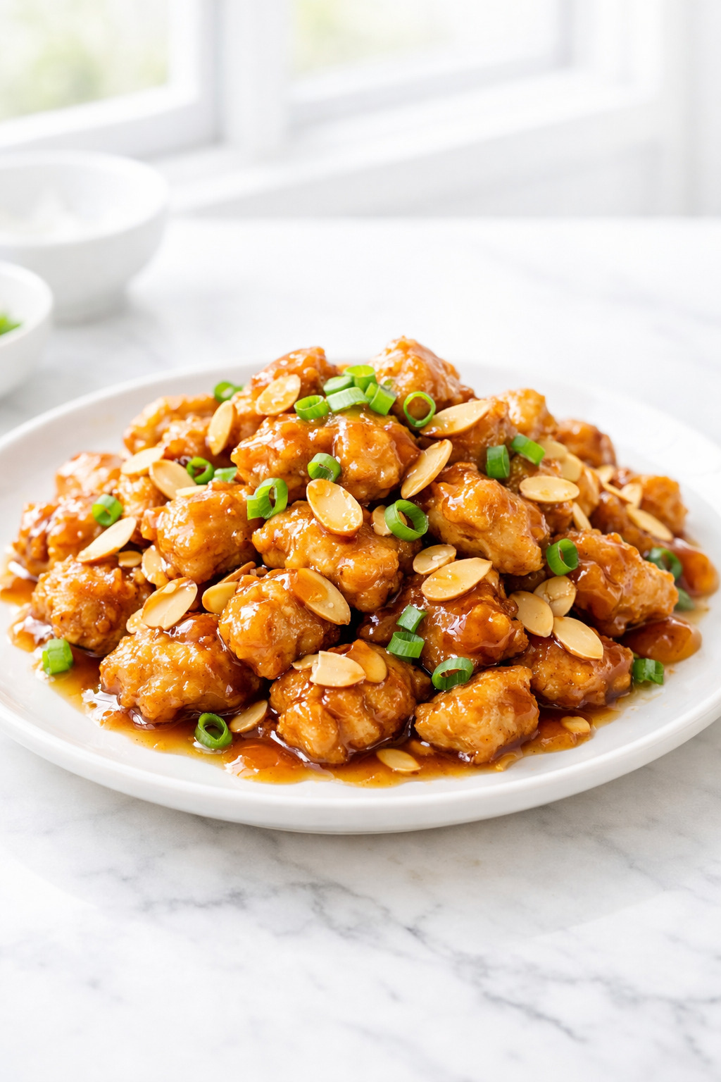 Chinese almond chicken with toasted almonds