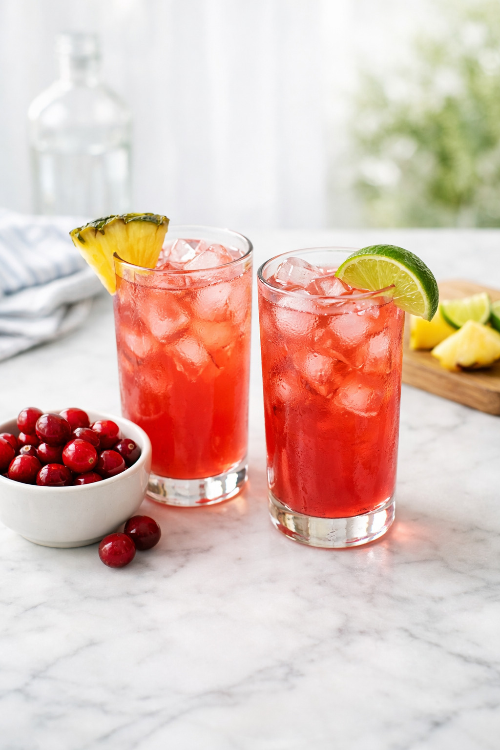 Bay Breeze cocktails served on white marble for a summer gathering