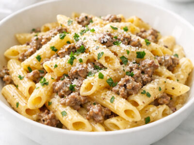 Creamy One Pot Beef Pasta With Garlic Butter