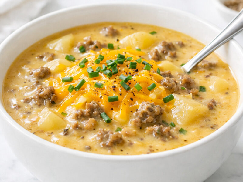 Cheesy Beef And Potato Soup