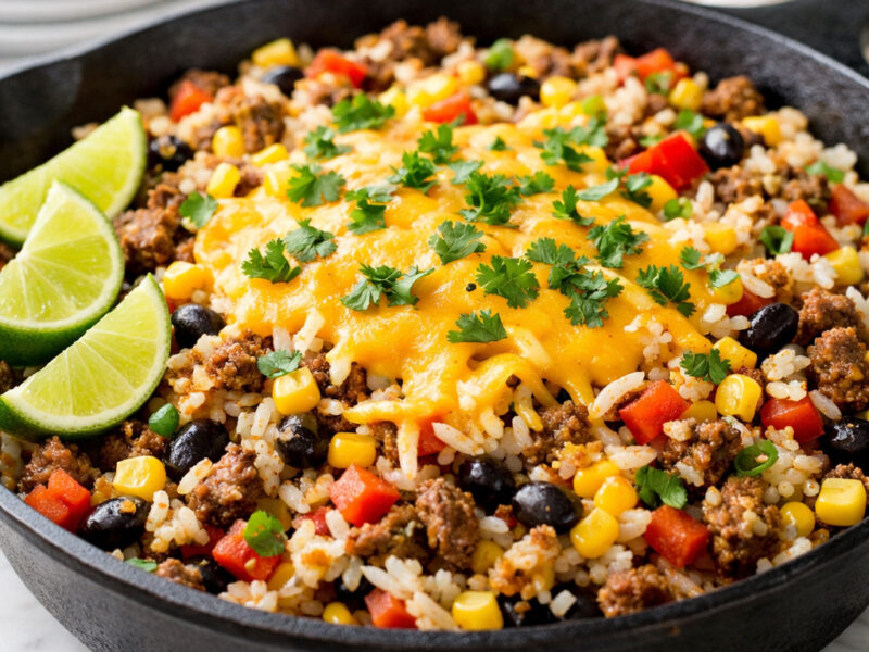 Mexican Beef and Rice Skillet