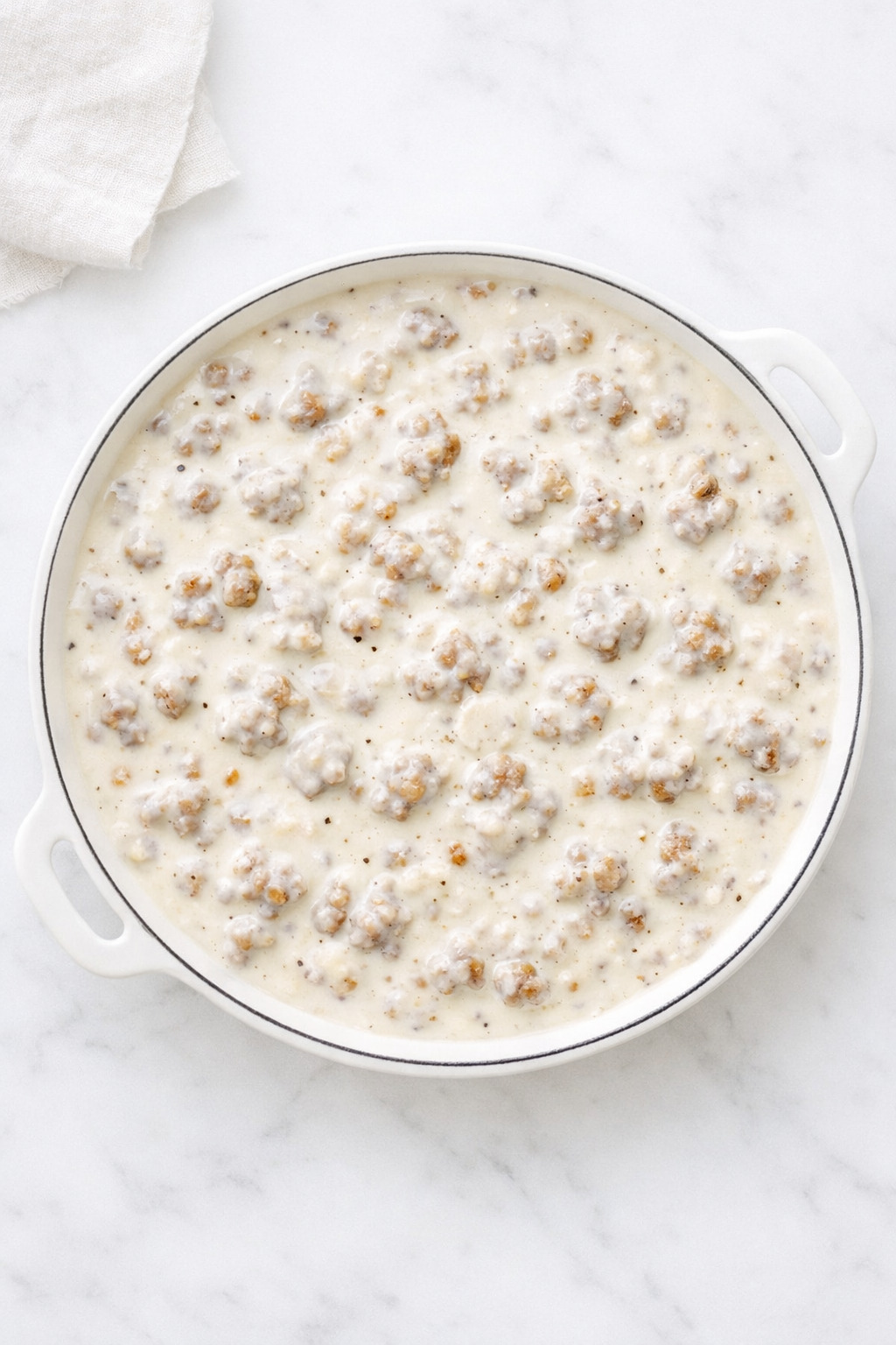 Overhead view of Bob Evans Sausage Gravy