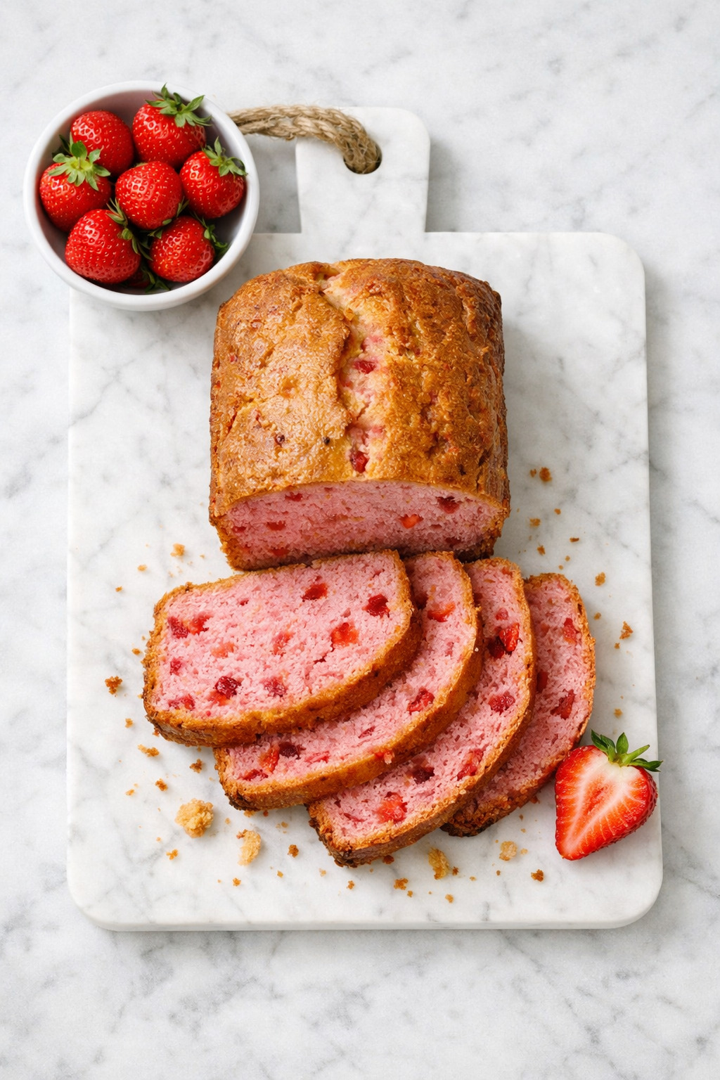 Strawberry bread overhead