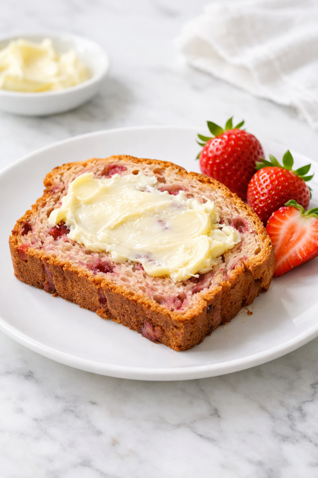 Strawberry bread served