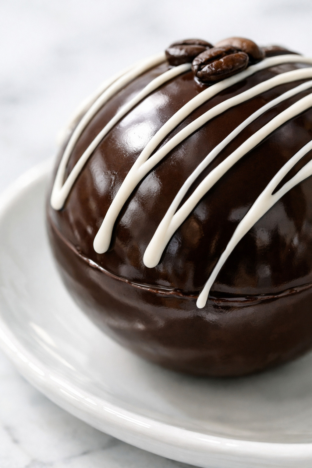 Coffee bomb closeup showing chocolate surface