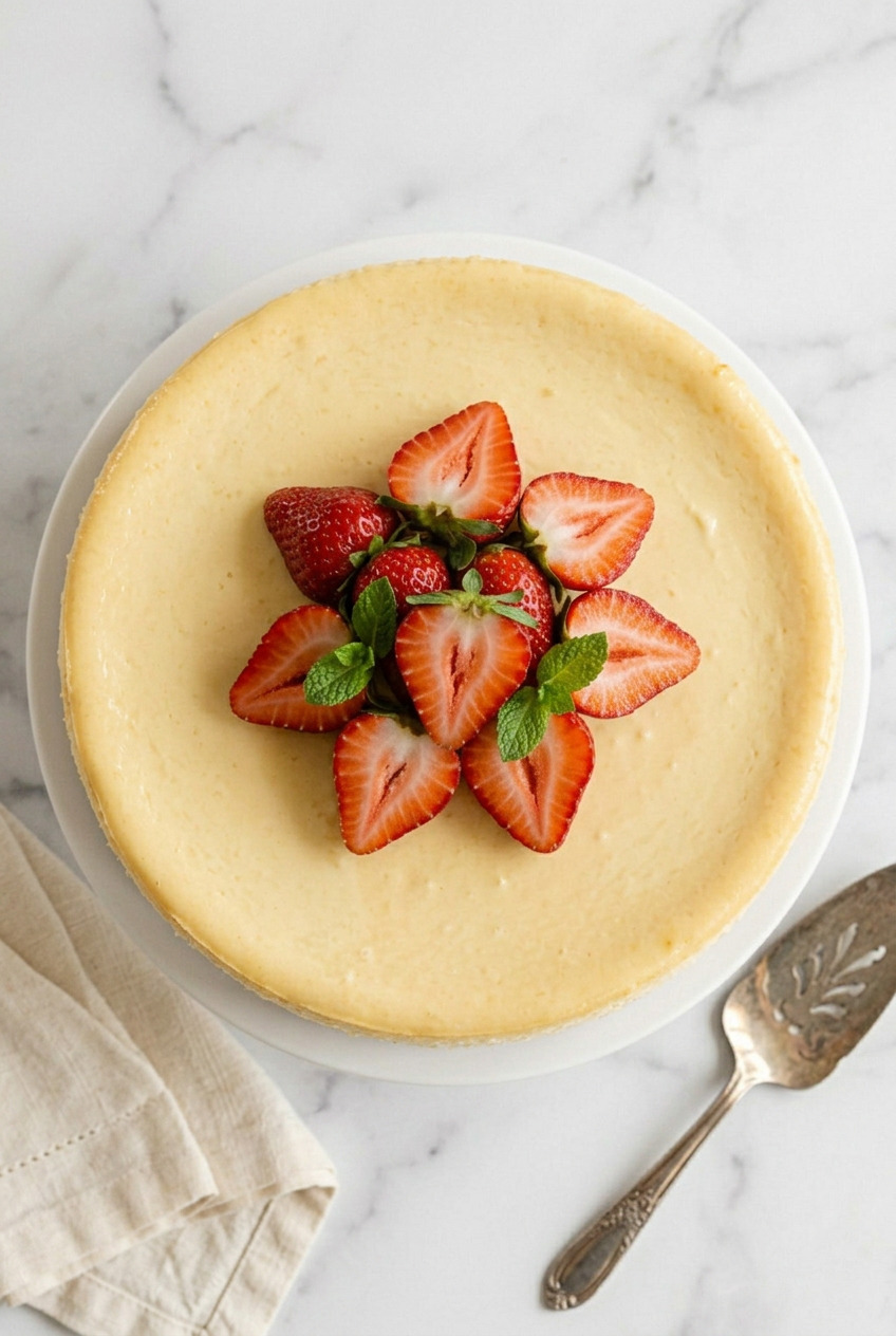 Overhead view of Eagle Brand Cheesecake