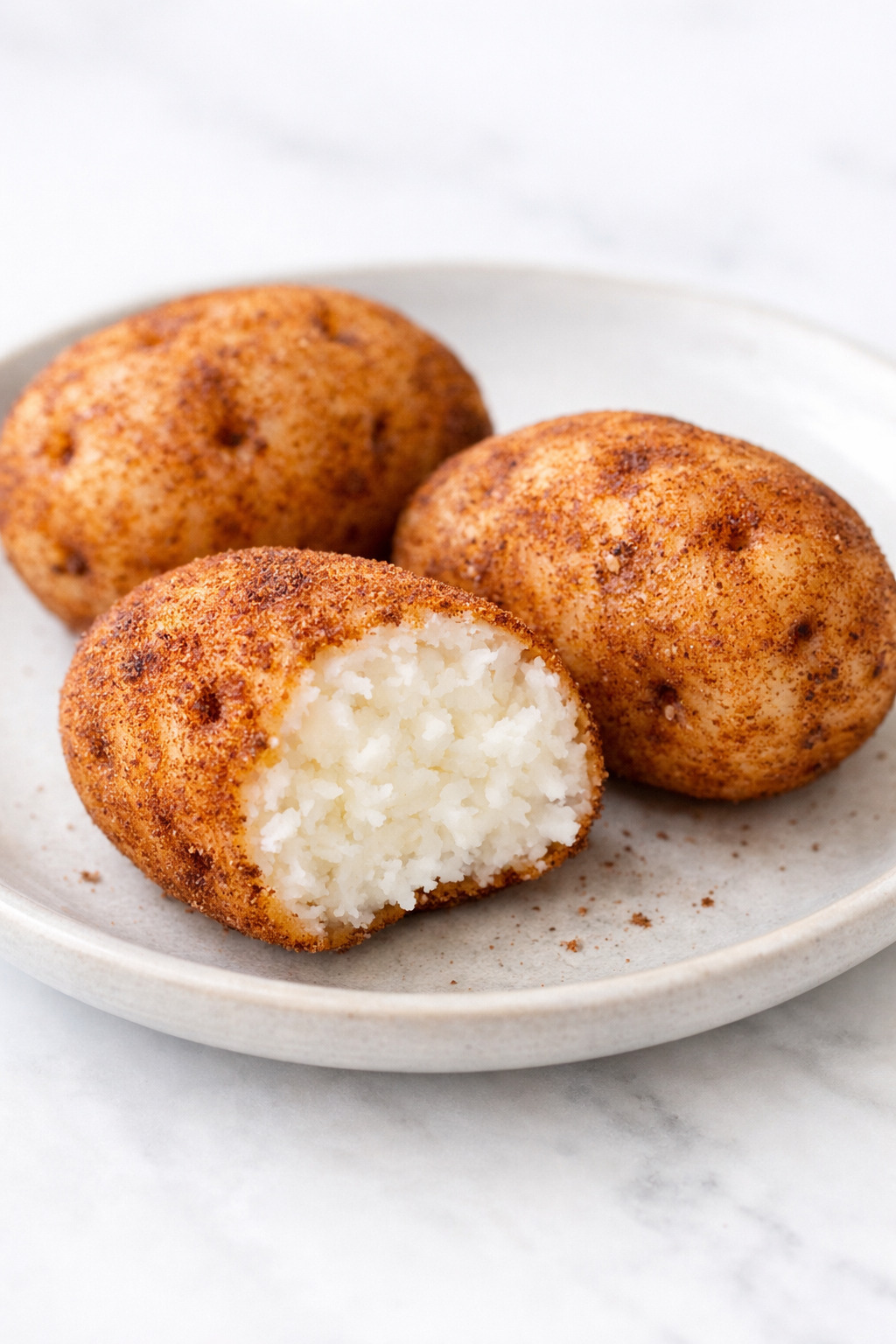 Closeup of Irish Potato Candy showing cinnamon coating and creamy filling