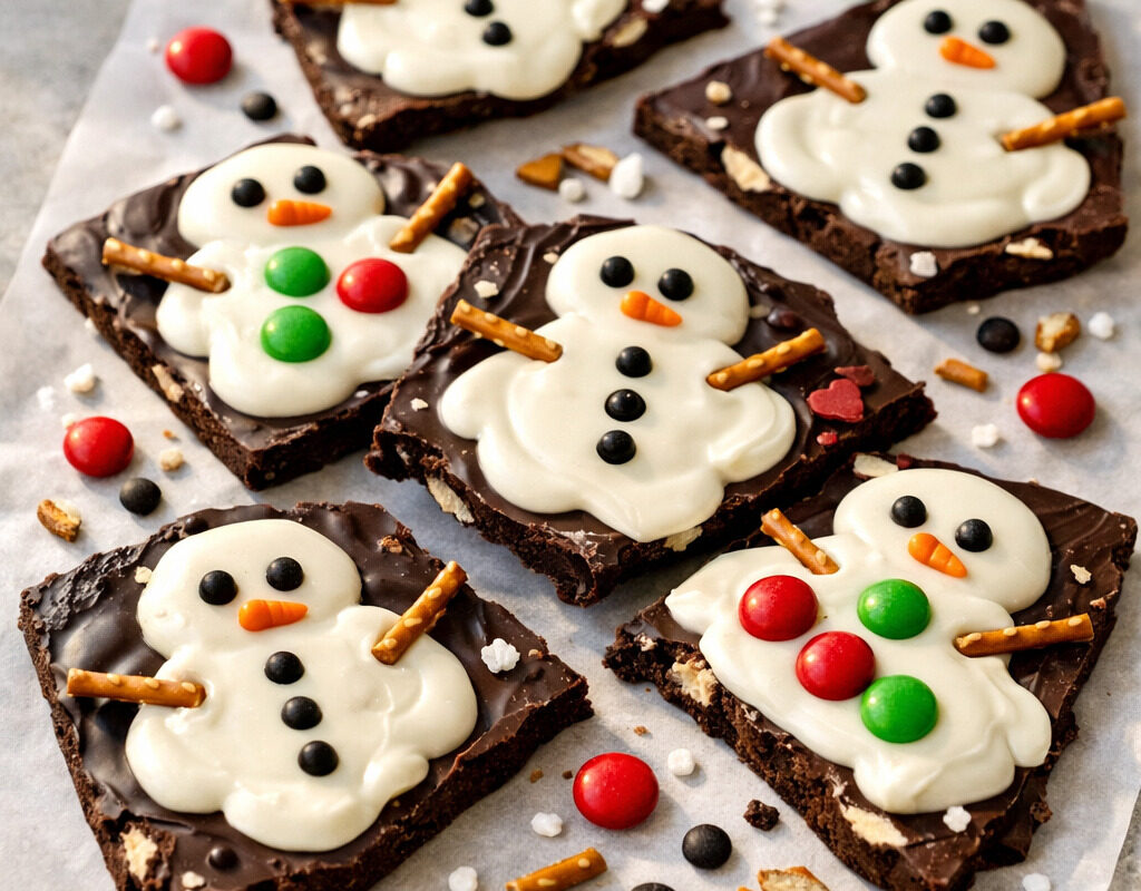Melted Snowman Chocolate Bark