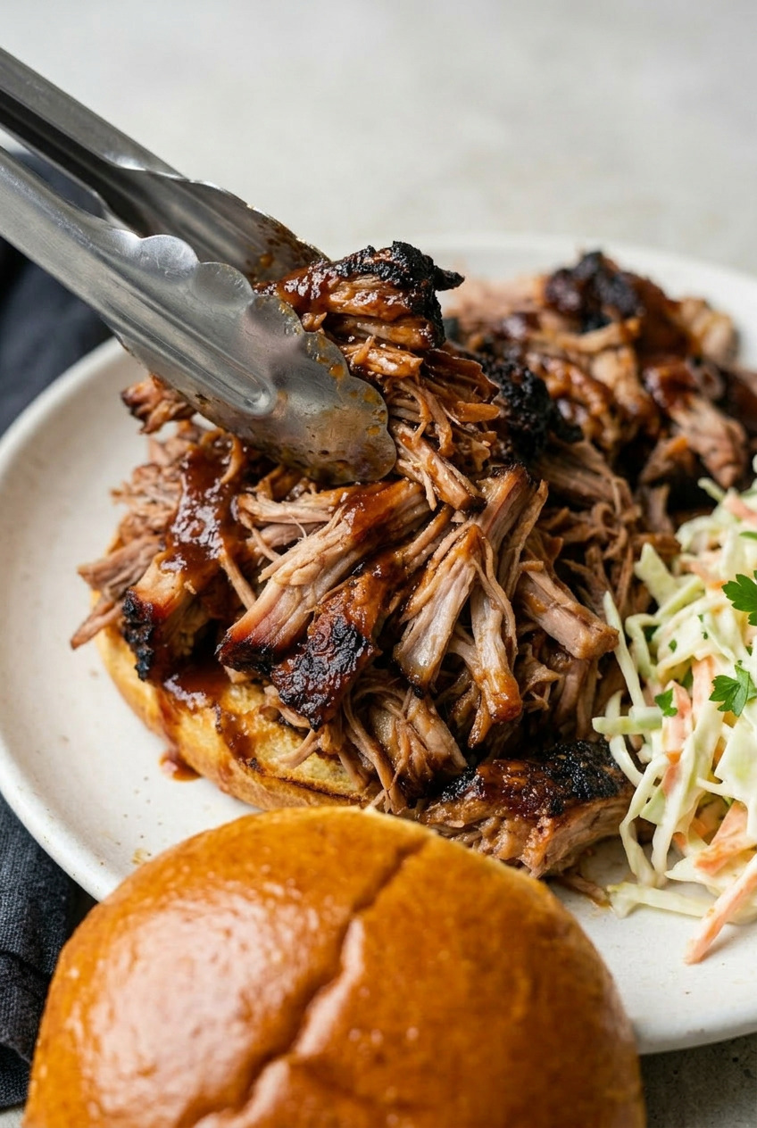 air fryer pulled pork closeup