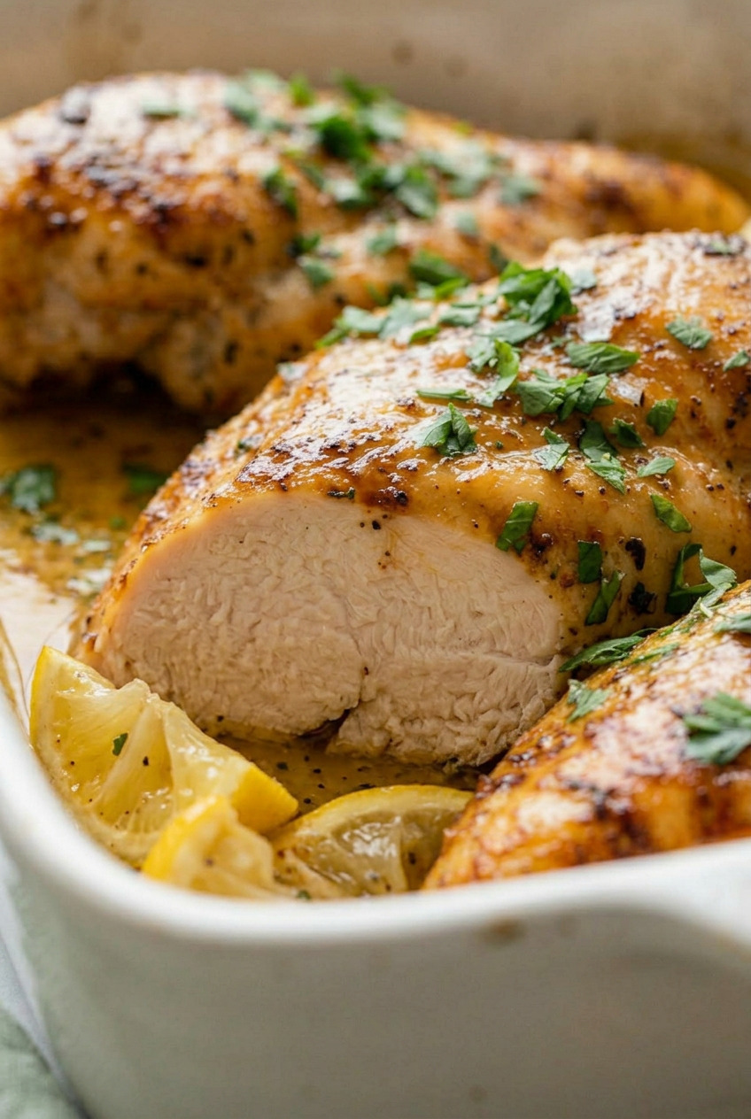 Juicy Baked Chicken Breast closeup