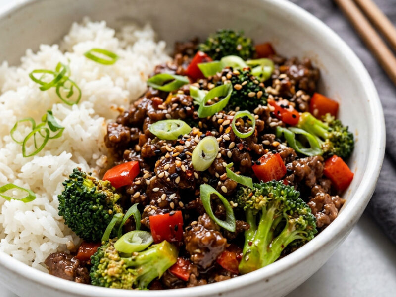 Spicy Ground Beef Stir Fry Bowl