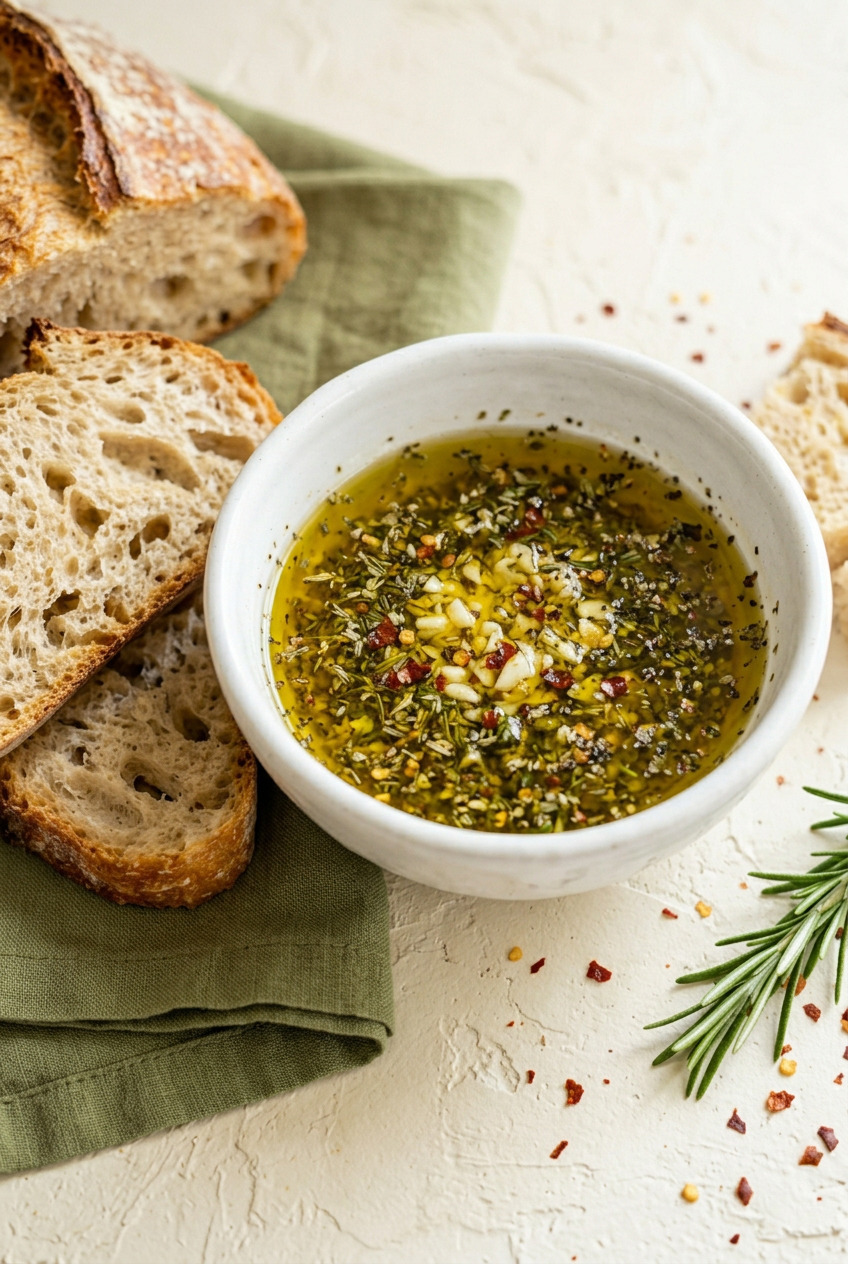 Carrabbas bread dip in a shallow dish