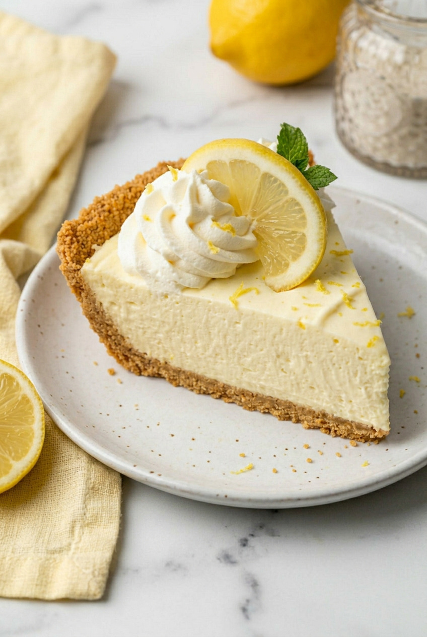 Cream Cheese Lemonade Pie closeup