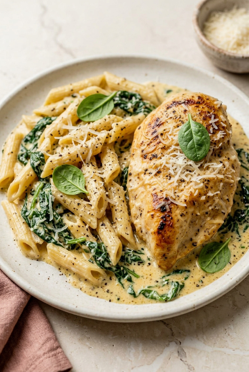 Creamy Chicken Florentine closeup