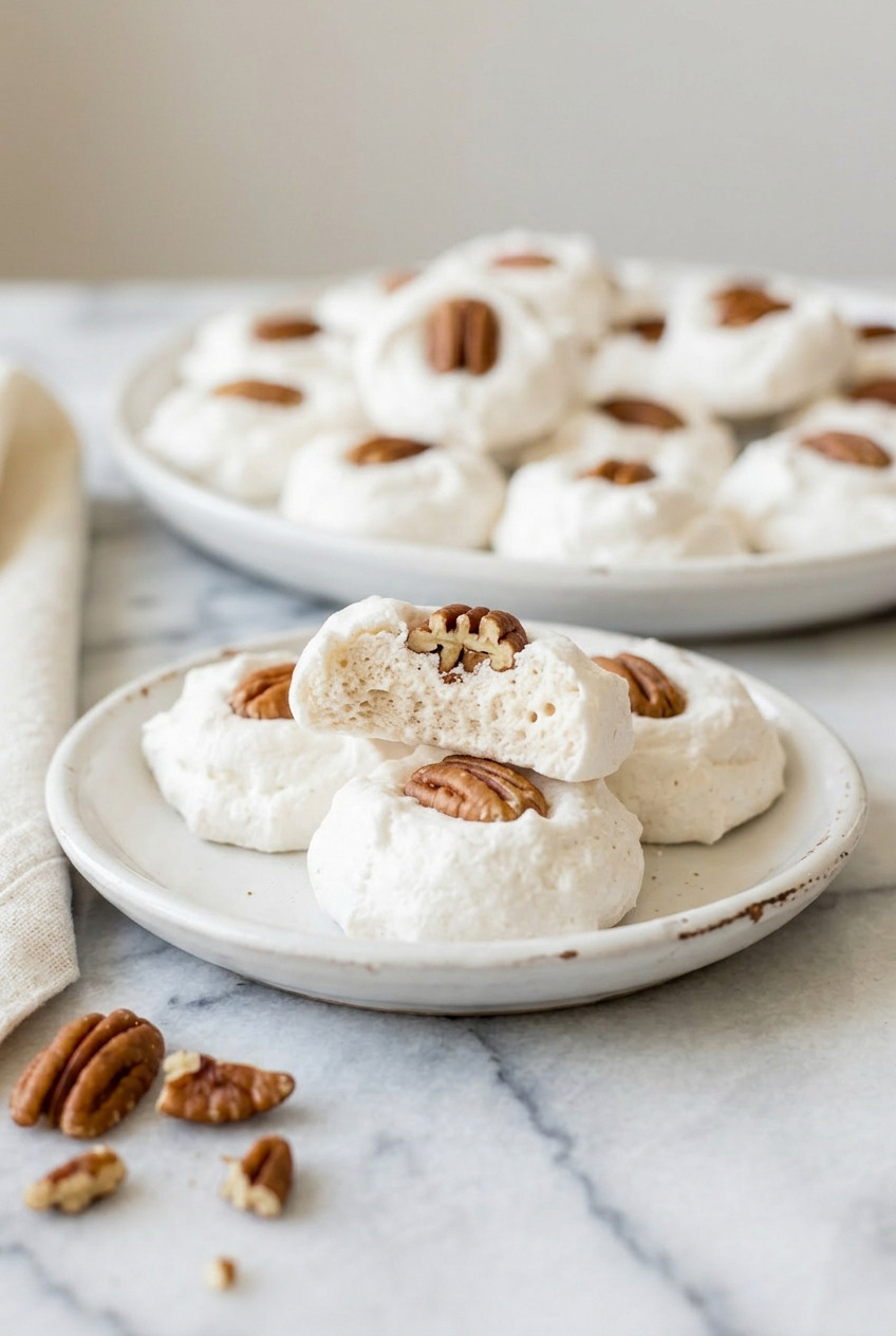 Pieces of divinity candy on a plate