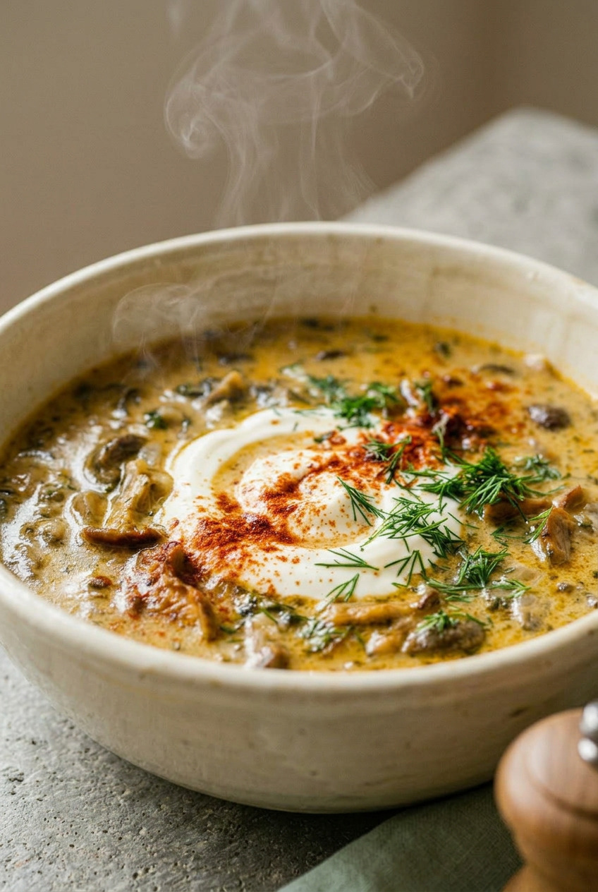 Hungarian Mushroom Soup closeup