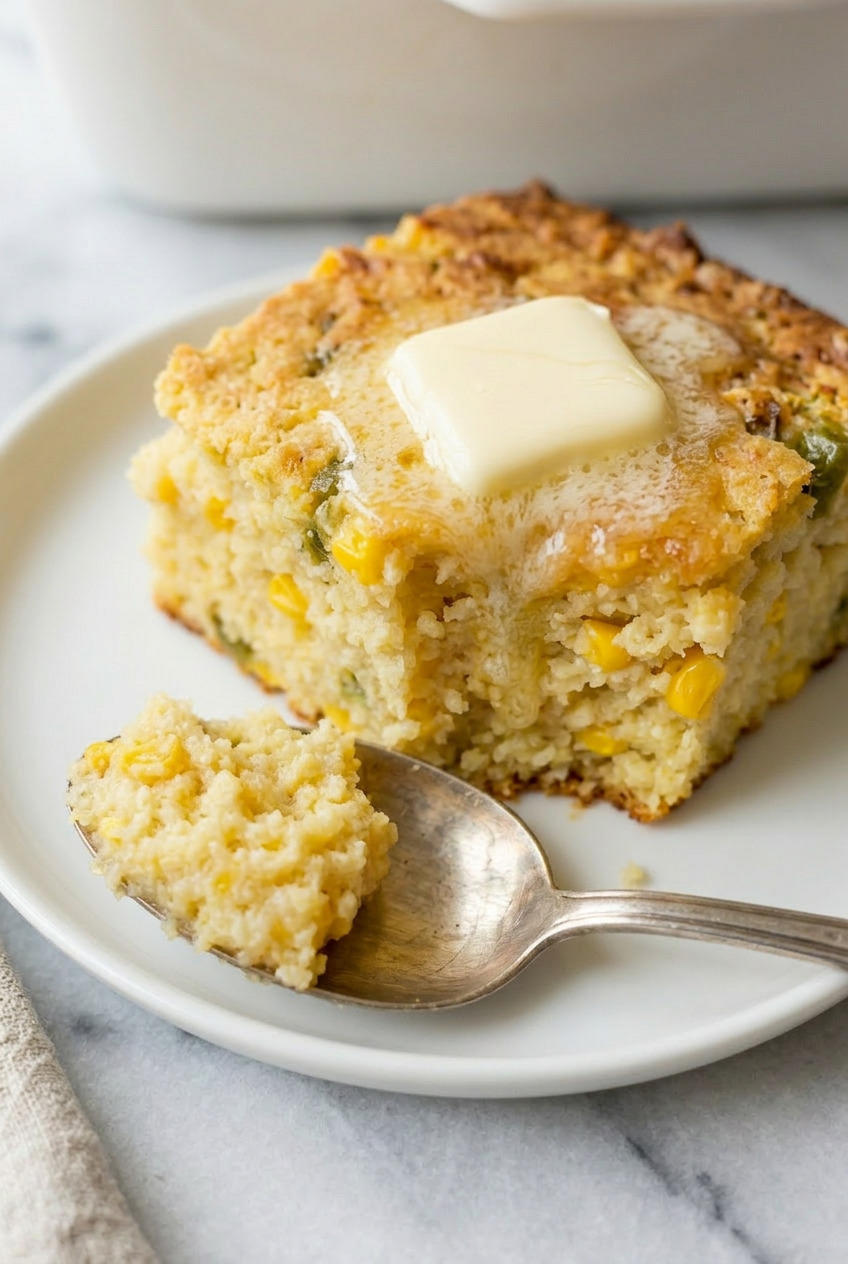 Jiffy Cornbread Casserole closeup