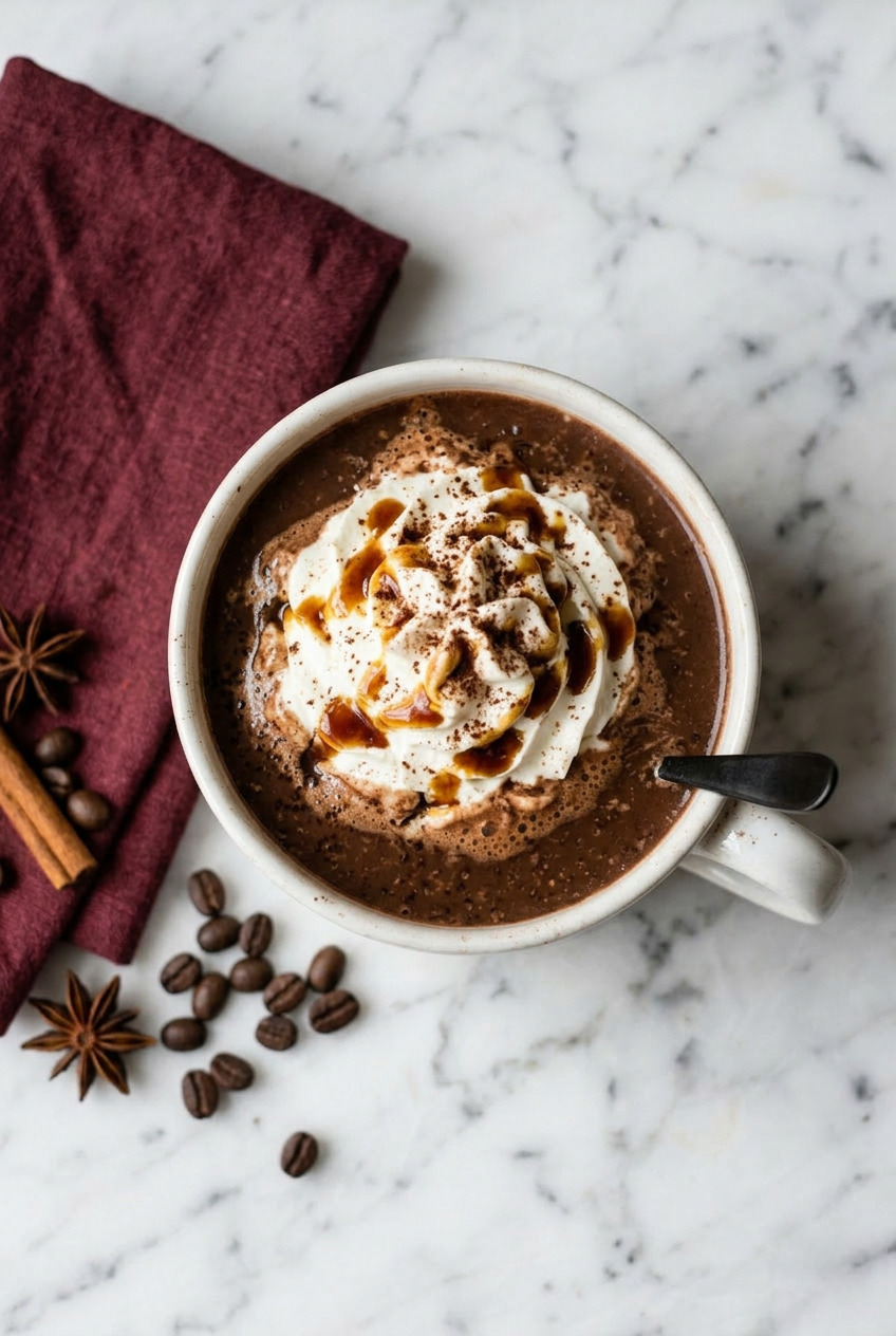 Overhead view of Kahlua hot chocolate