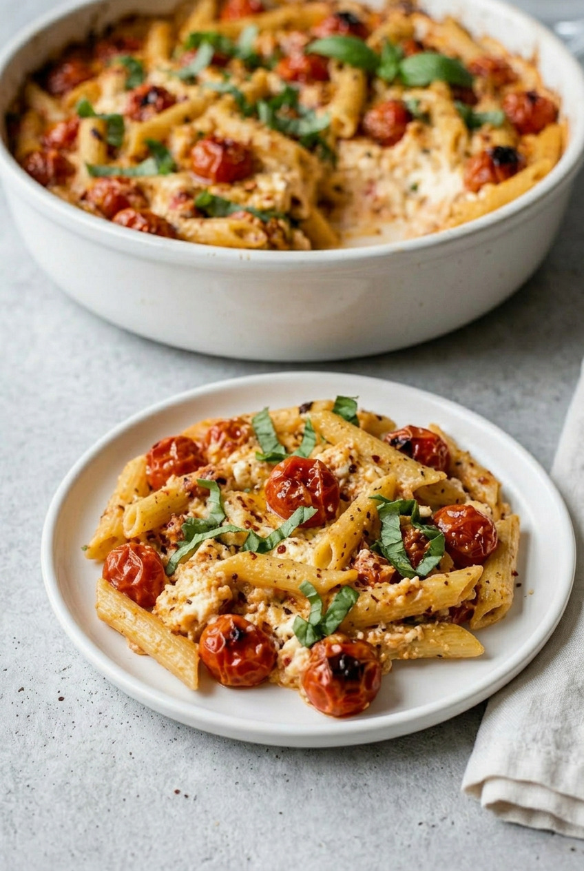 TikTok Feta Pasta closeup